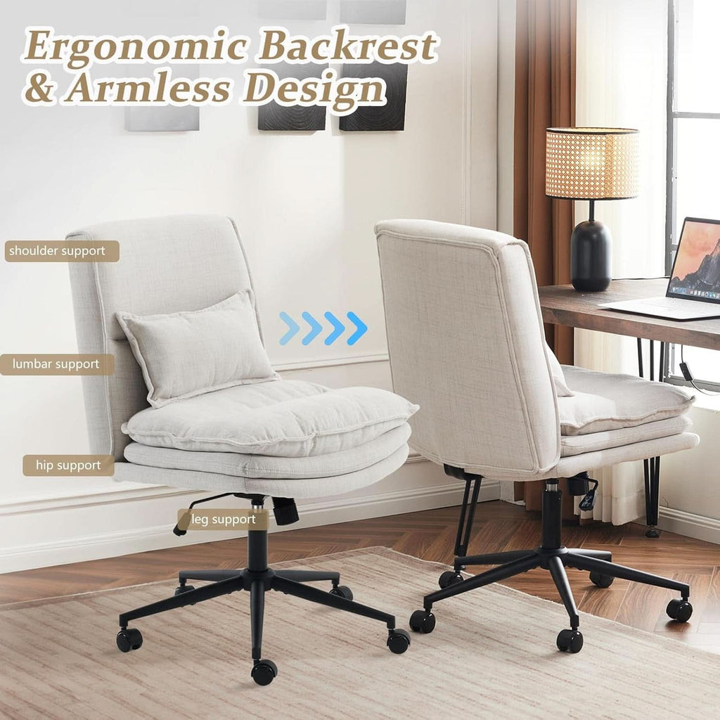 Cloud Criss Cross Office Chair Beige Fabric 18in High Back