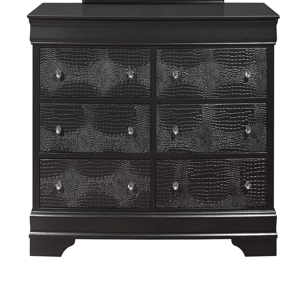 Shaker - 5 Pieces Bedroom Set With Crystal Inspired Tufted Headboard And LED Lighting
