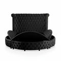 Glam Button Tufted Wingback Round Bed With Storage And USB Ports