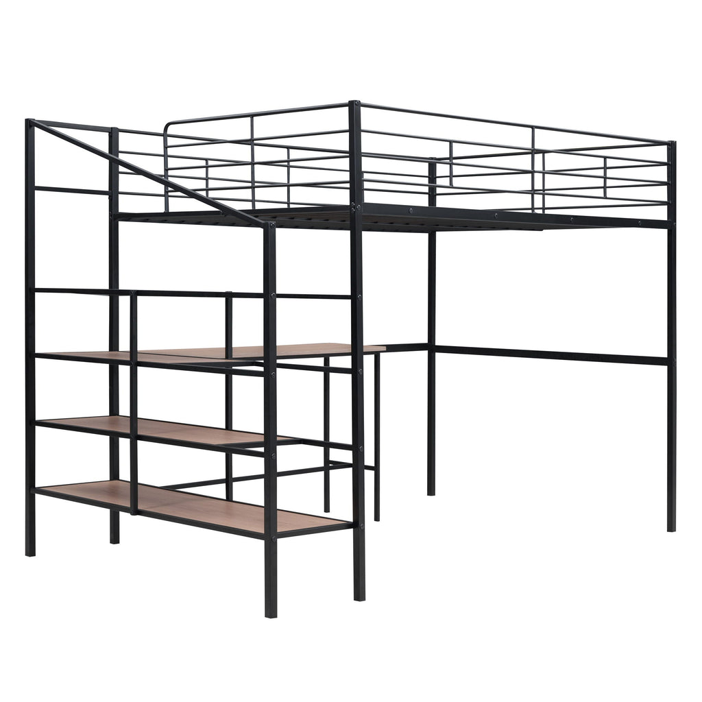 Loft Bed With Desk And Lateral Storage Ladder
