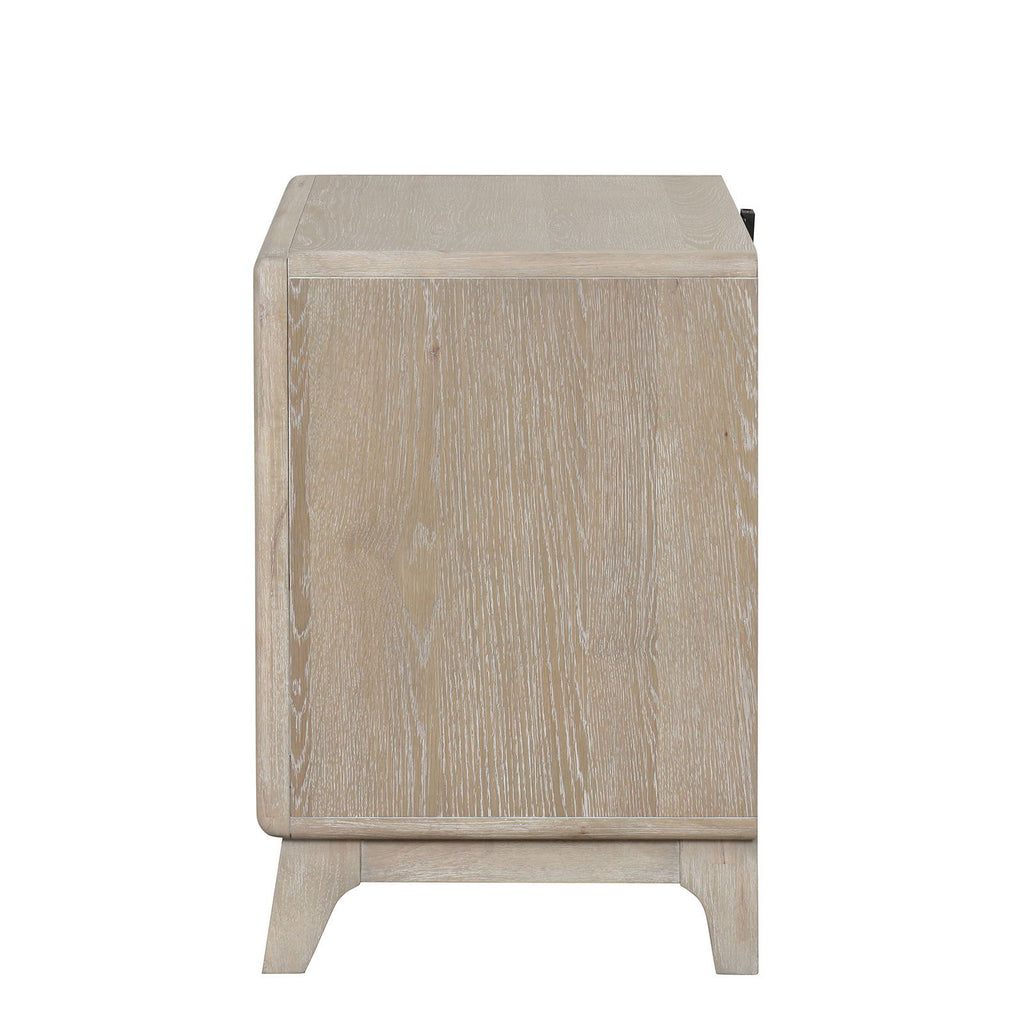 1 Piece Nightstand With Angled Feet, Dovetail Drawers, Bedroom Furniture - Oak