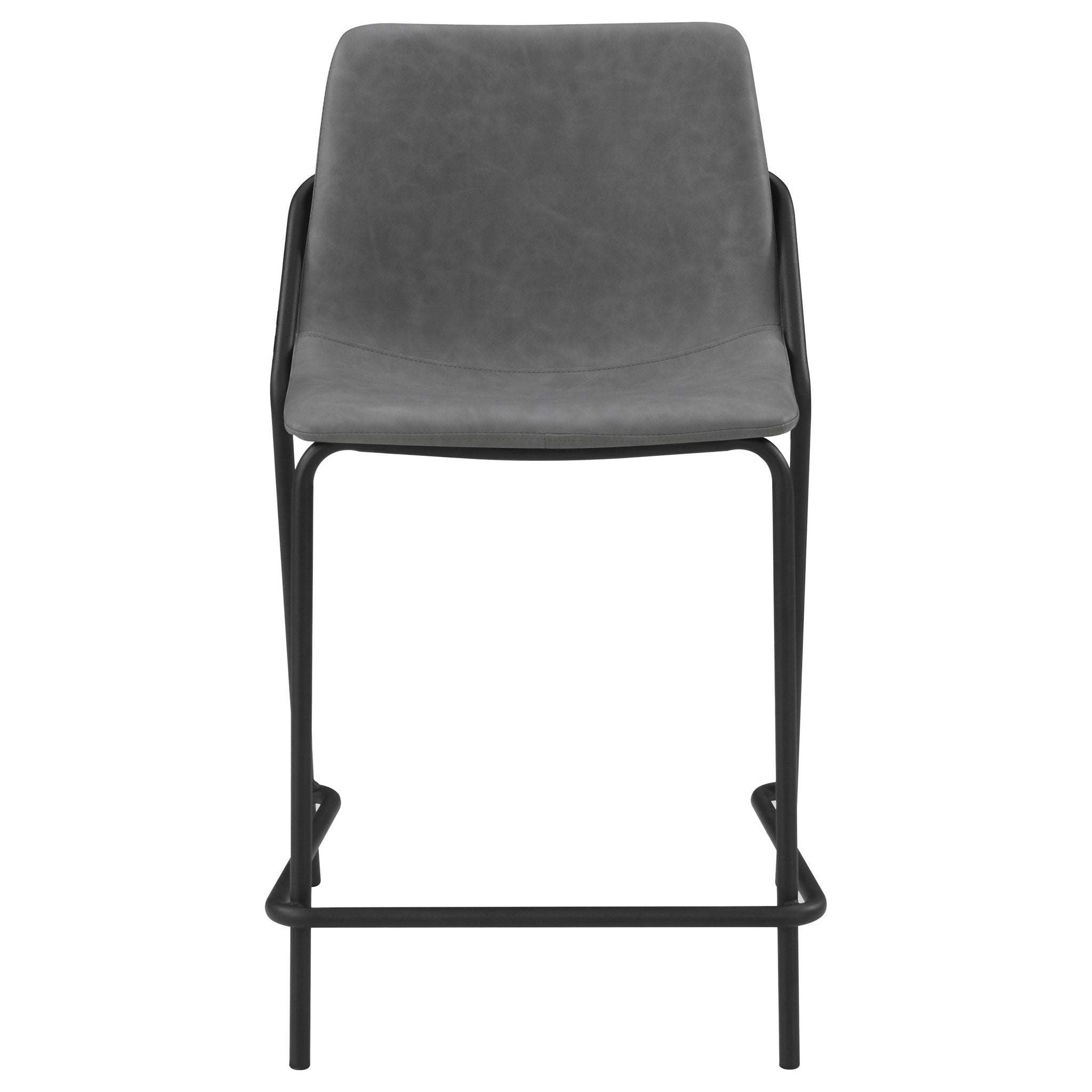 Counter Height Stools With Footrest (Set of 2) - Gray / Black