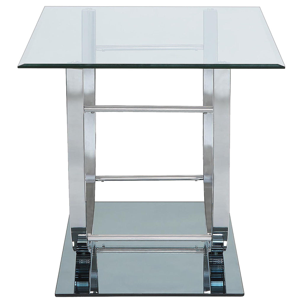 Danville 2-piece Glass Top Coffee and End Table Set Chrome