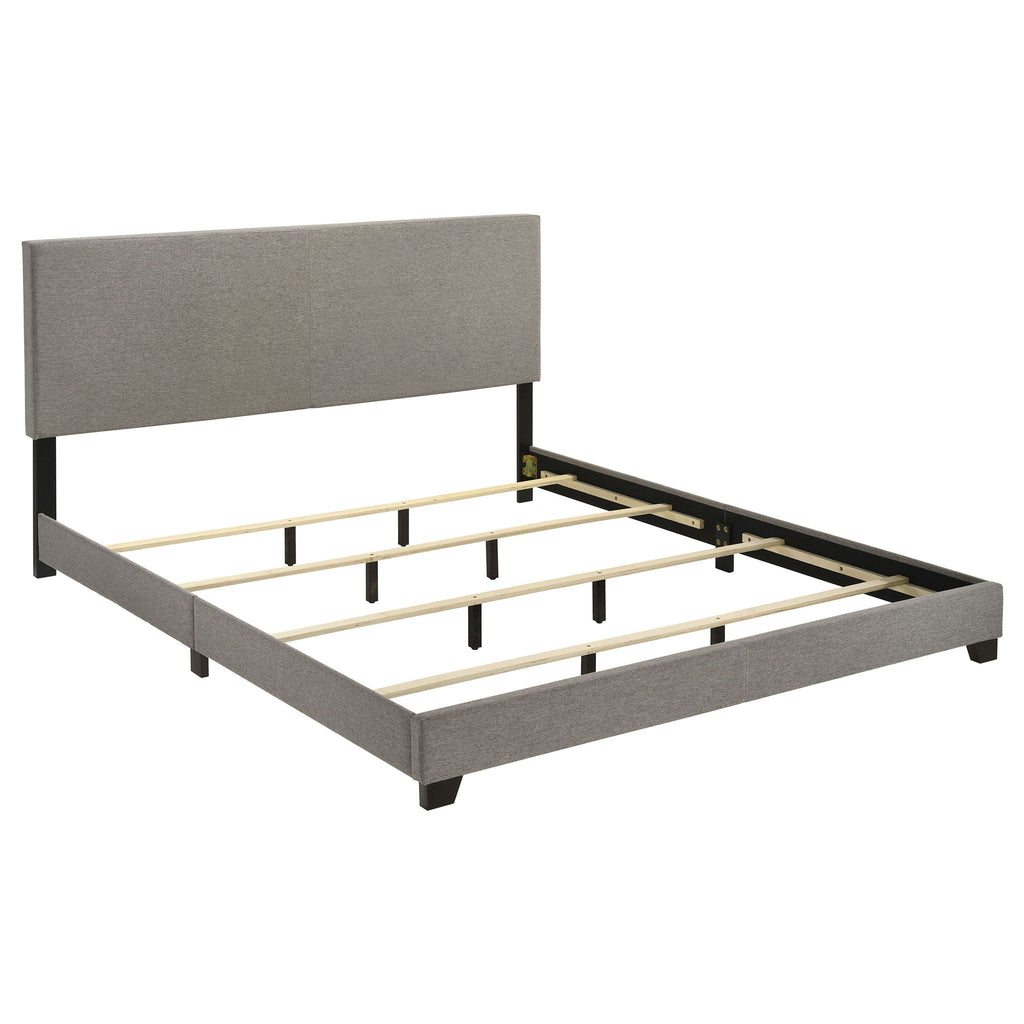 Dorian Fabric Upholstered Eastern King Panel Bed Taupe