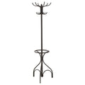 12 Hook Coat Rack With Umbrella Holder - Black