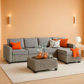 Dark Gray Wicker Patio Furniture Set 6 Pieces Cushioned