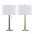 Master - 29" Contemporary Table Lamp (Set of 2) - Polished Nickel / White