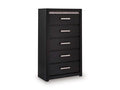 Shoralli - Five Drawer Chest - Black