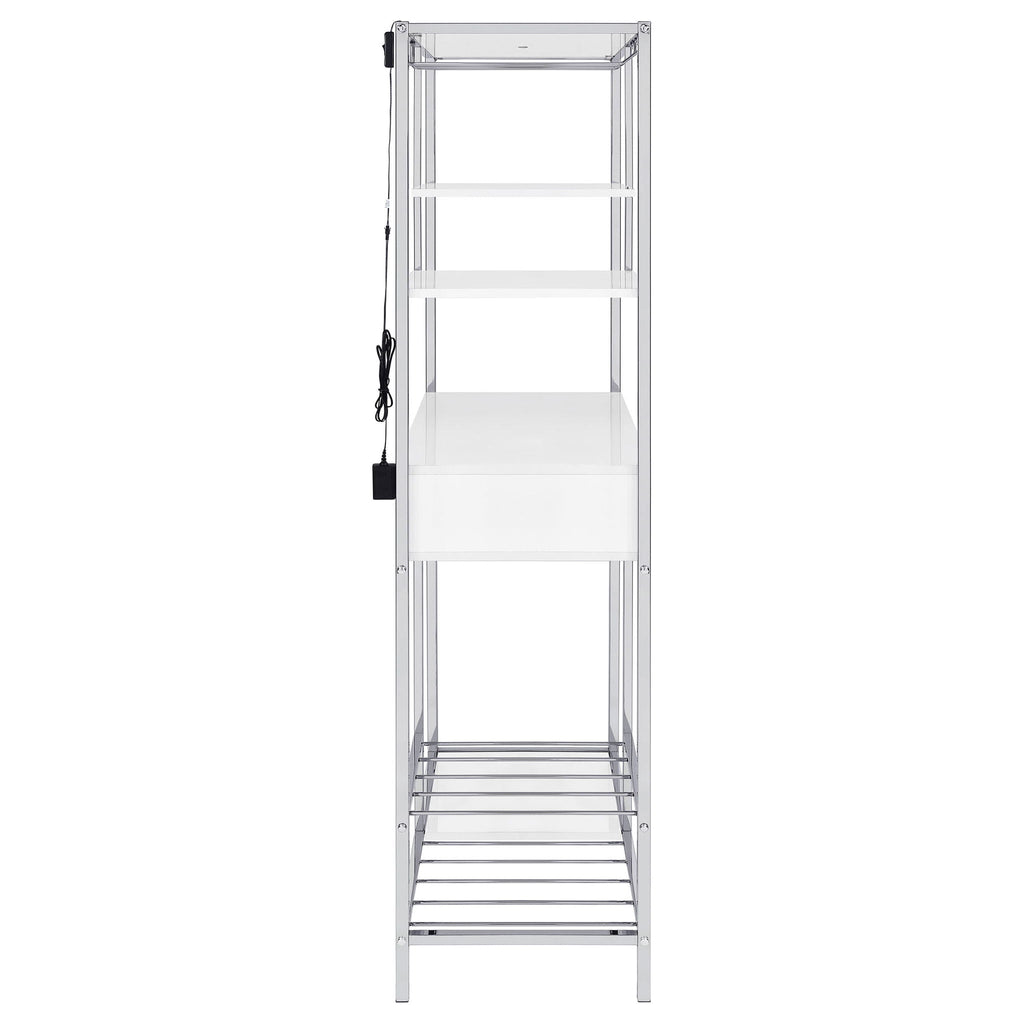 Draper - 5 Shelf LED Wine Cabinet With Pull Out Drawer - Gloss White