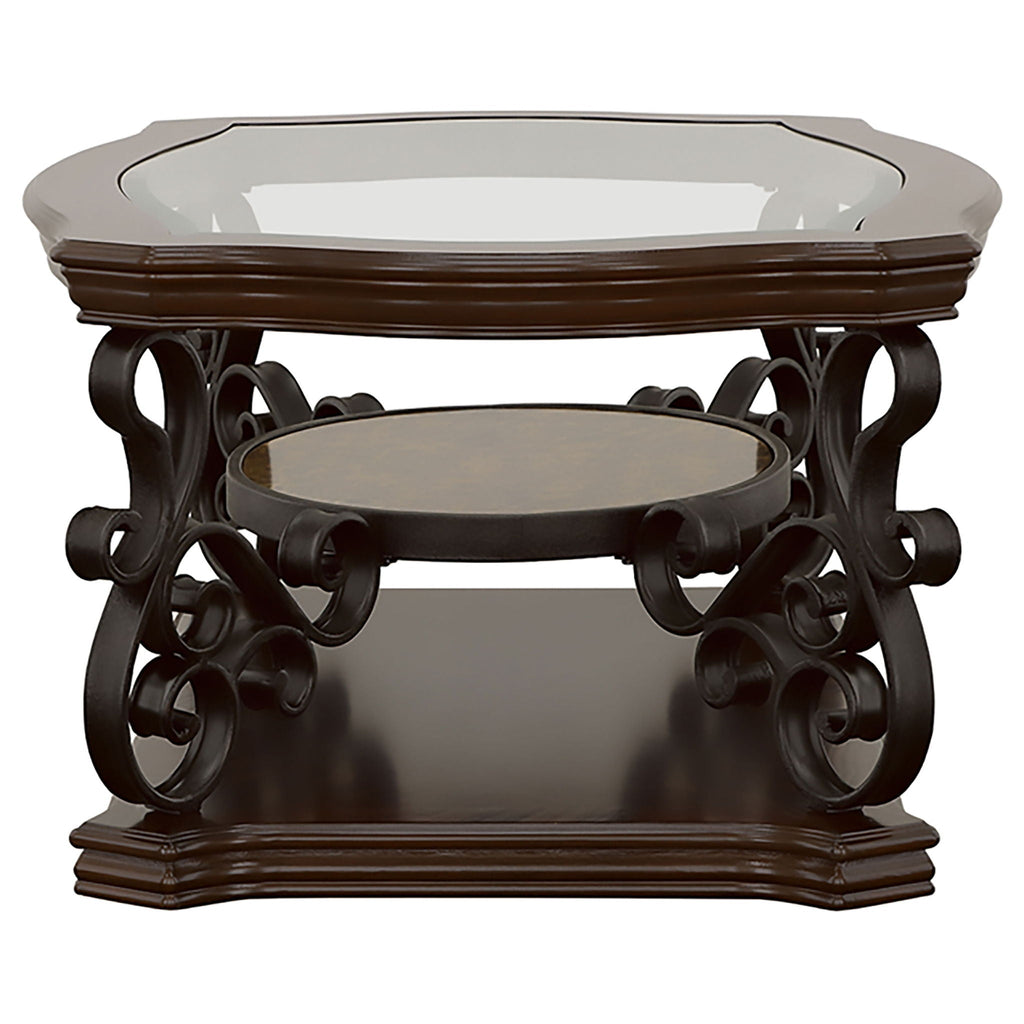 Laney 1-shelf Glass Top Rectangular Coffee Table Deep Merlot