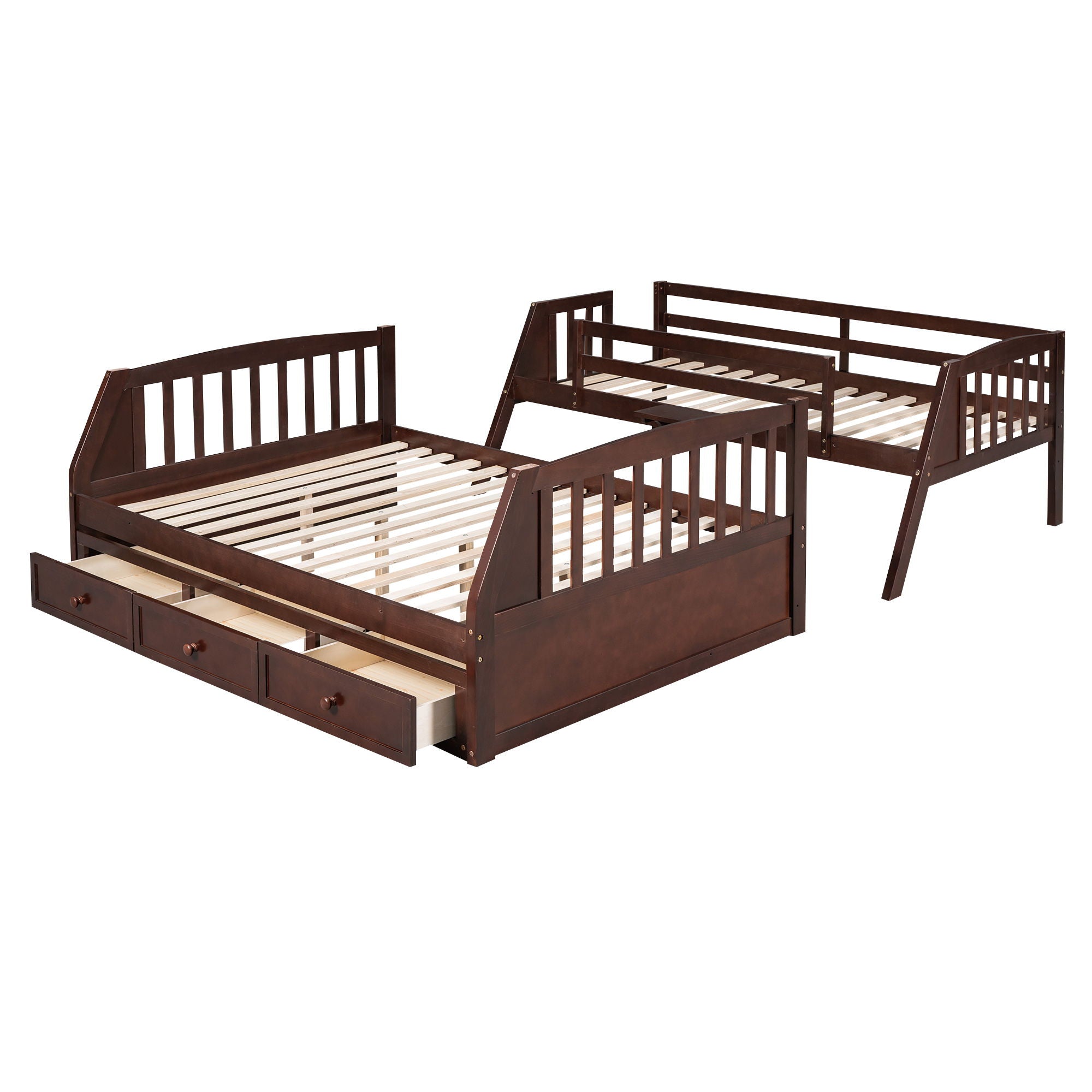Bunk Bed With Drawers, Ladder And Storage Staircase