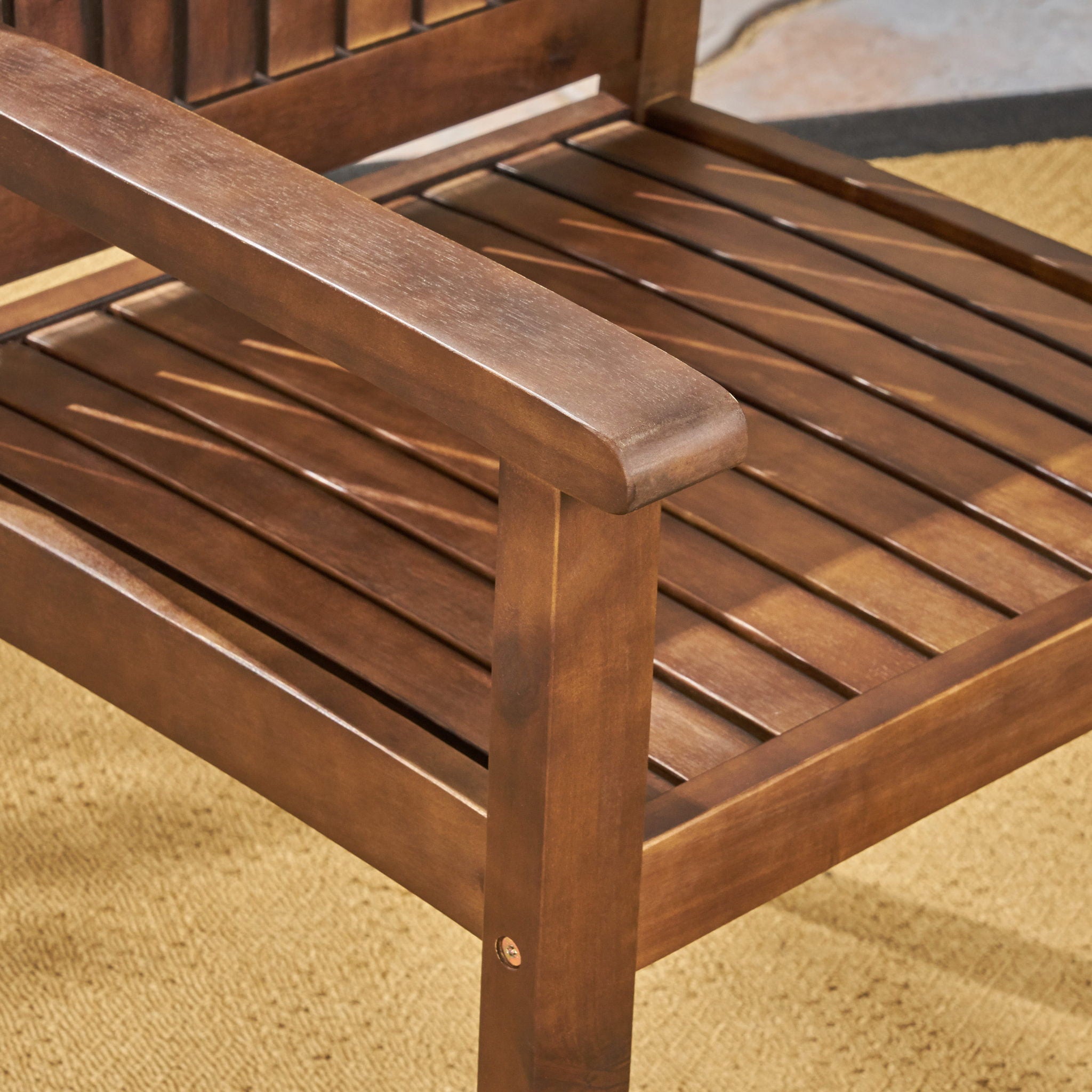 Wilson - Rustic Dining Chair Acacia Wood With Slat Panel Design (Set of 2) - Dark Brown