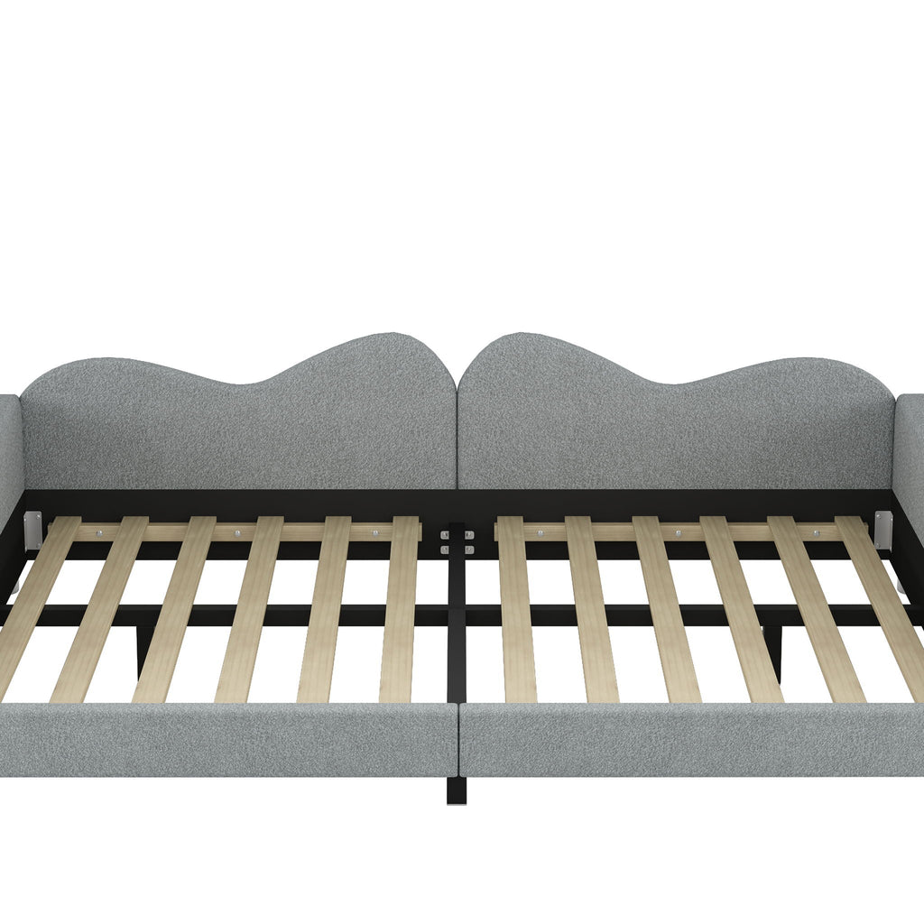 Upholstered Daybed, Sherpa Fabric Sofabed With Cloud-Shaped Backrest
