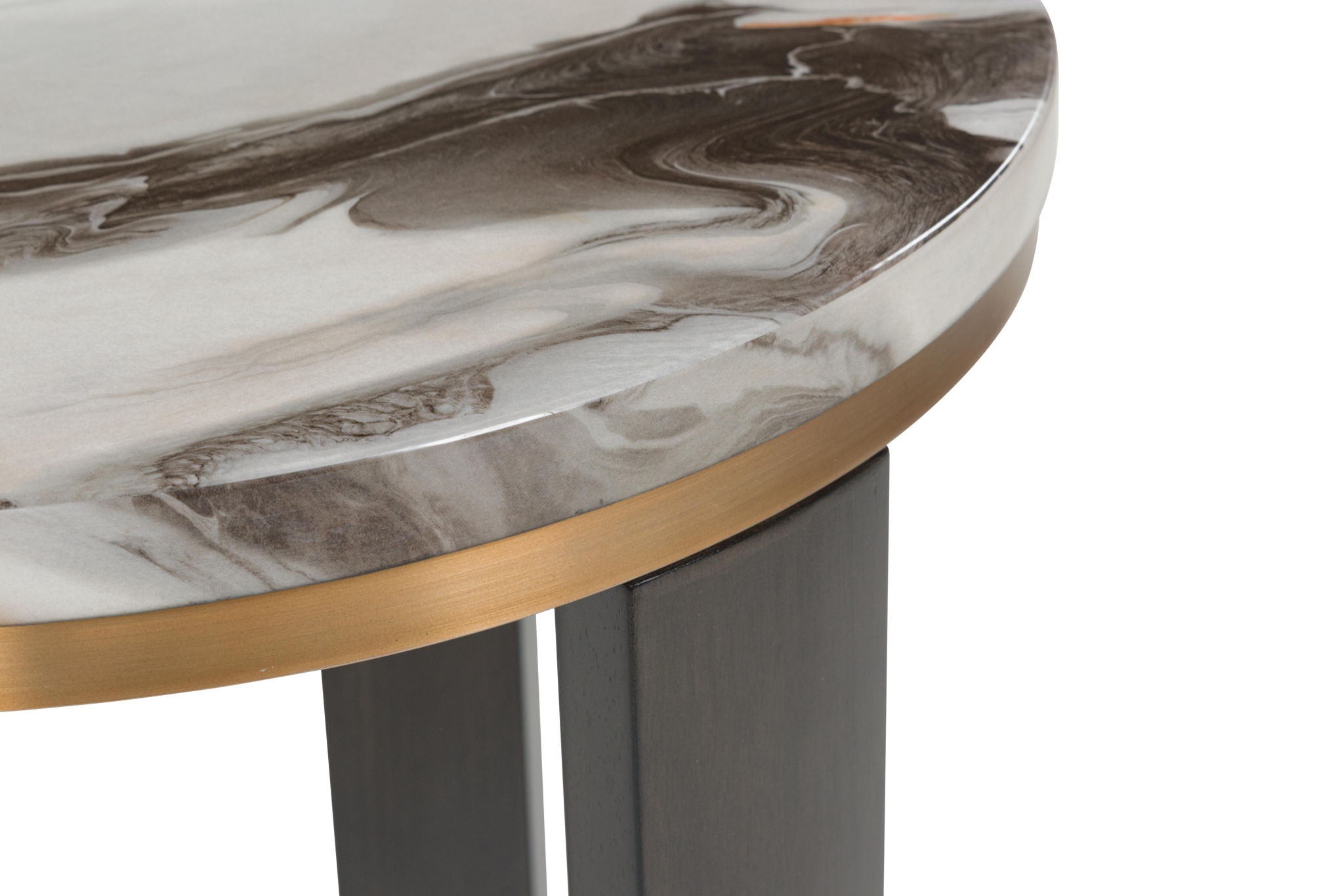 Jazmore - Round End Table - Brown / Brass Finish