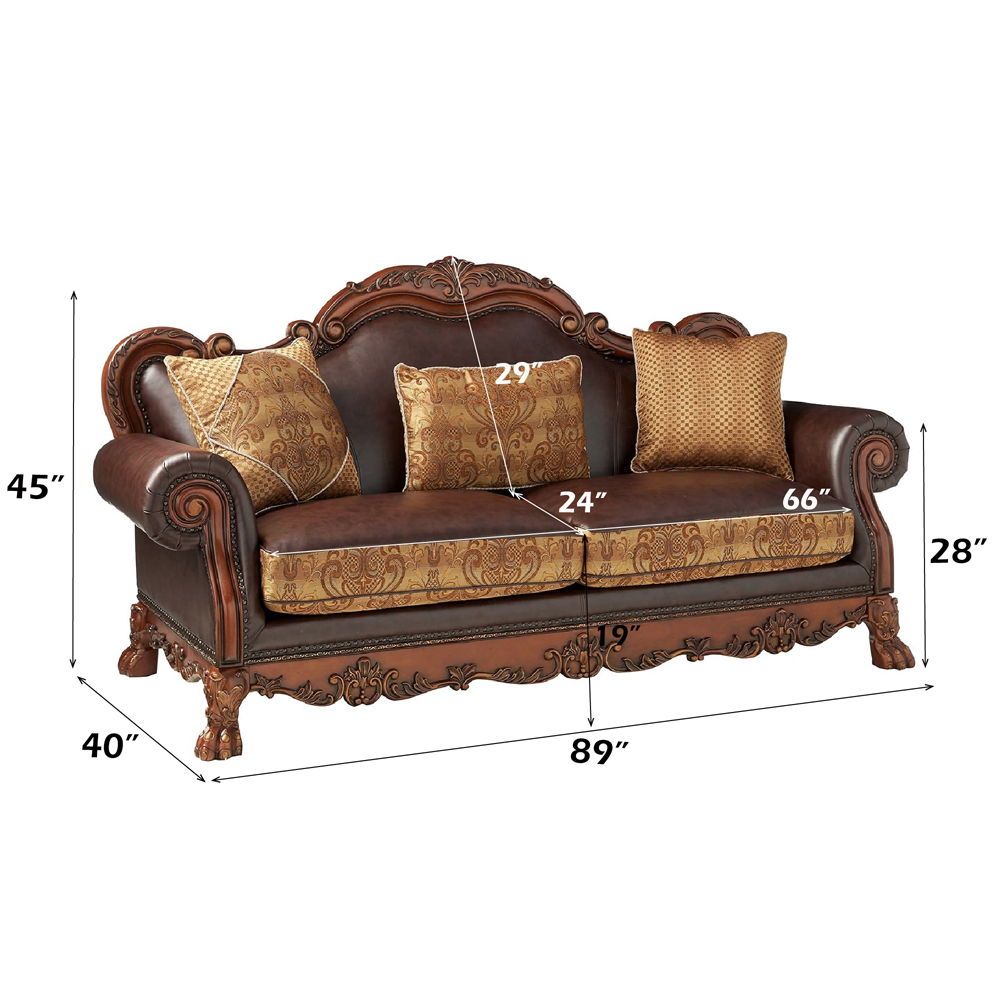 Dresden - Sofa - Bone PU & Gold Patina