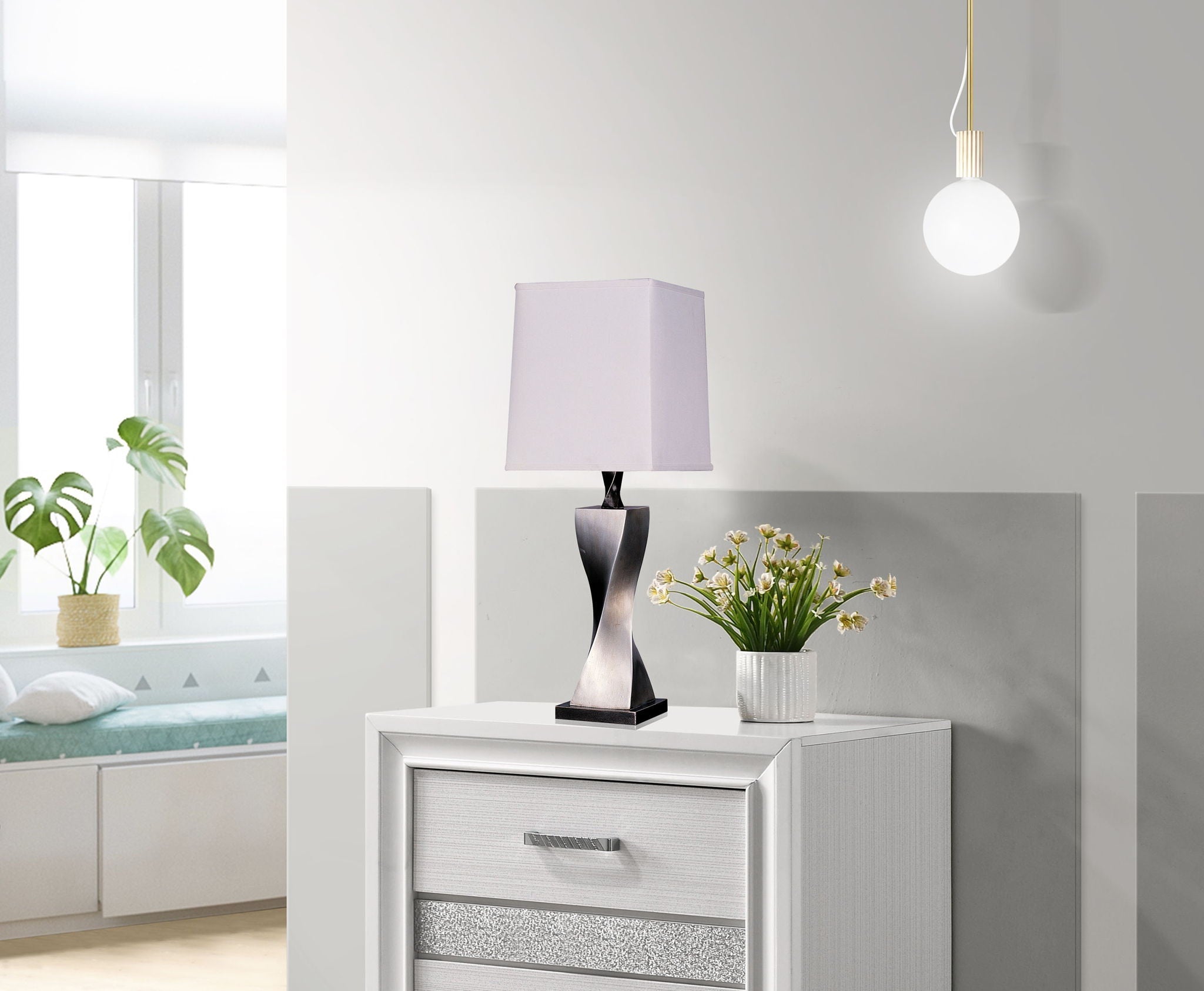 Keene 30-inch Tapered Shade Table Lamp Silver (Set of 2)