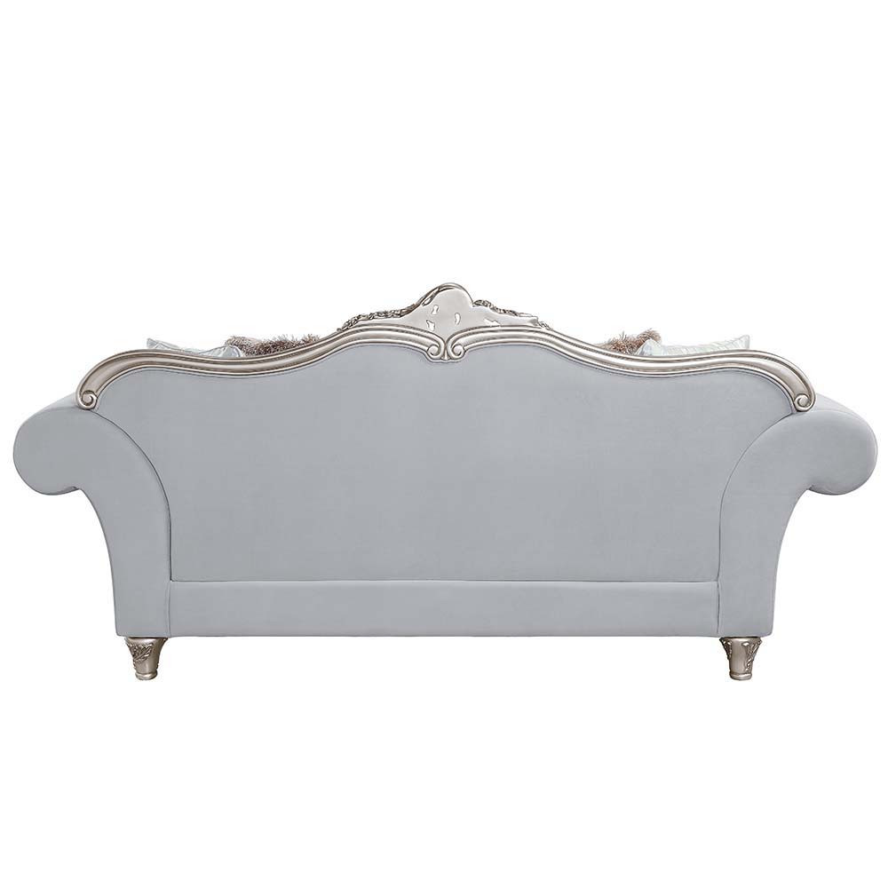 Pelumi - Sofa With 8 Pillows - Light Gray Linen & Platinum