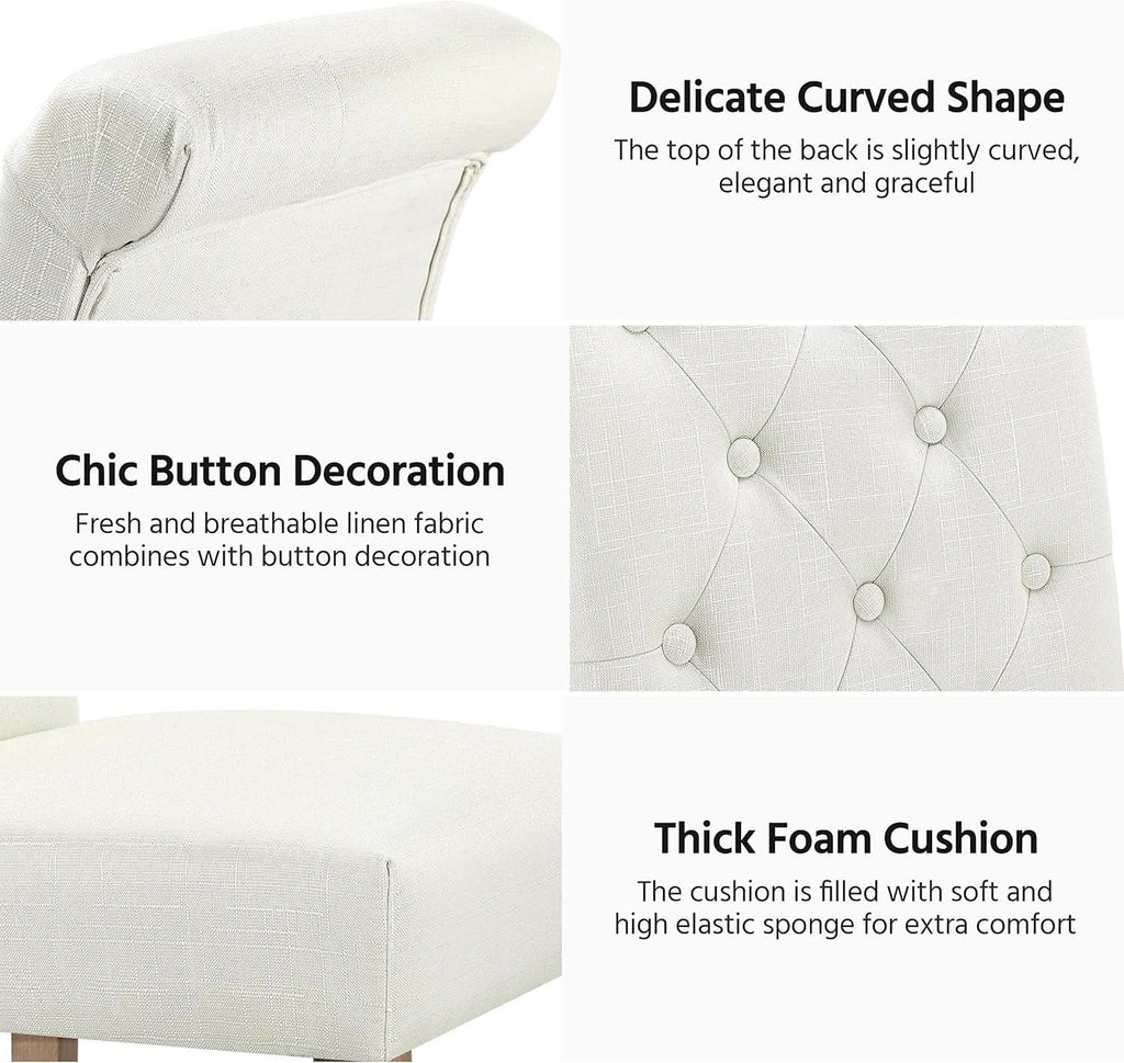 Beige Tufted Upholstered Dining Chairs Set Of 2 For Kitchen