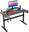 47 Inch T Shaped Gaming Desk With Cup Holder And Headphone Hook