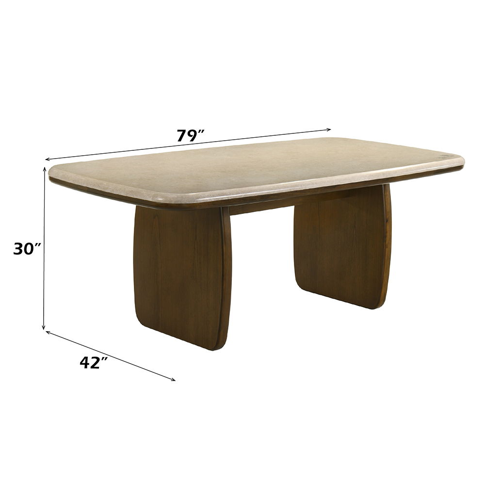 Kasha - Dining Table With Marble Top Top - Vintage Oak