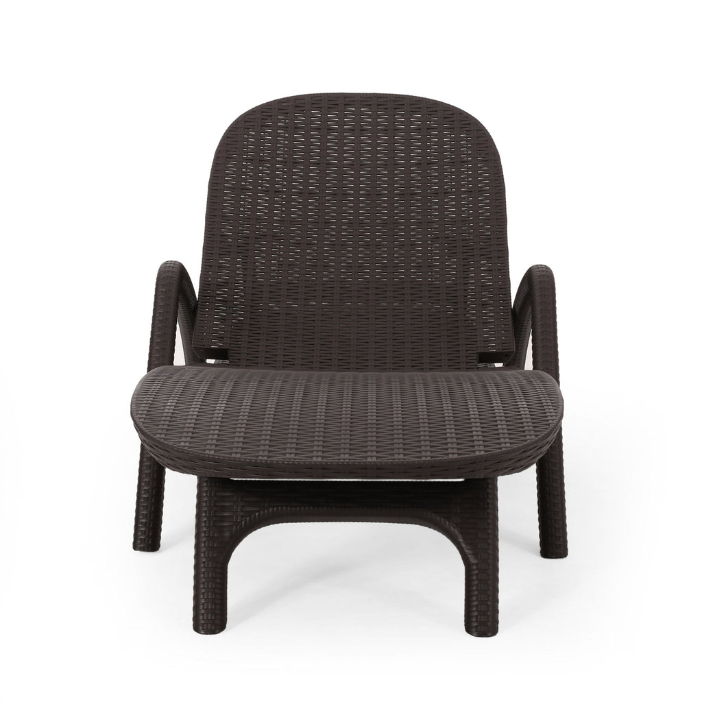Polypropylene Resin Chaise Lounge With Hand Crafted Details - Dark Brown