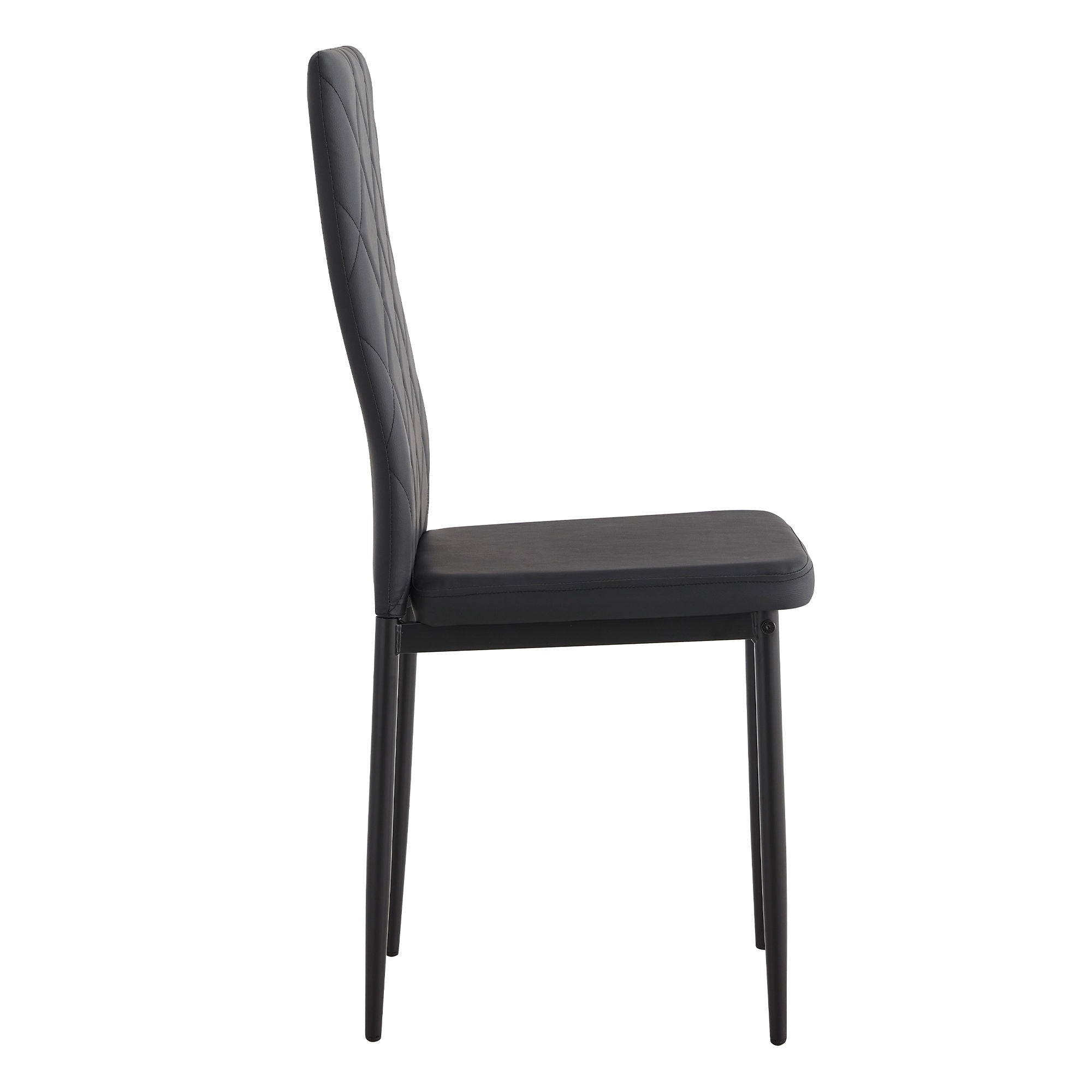 Modern 5 Piece Dining Table Set With Glass Top And Chairs - Black