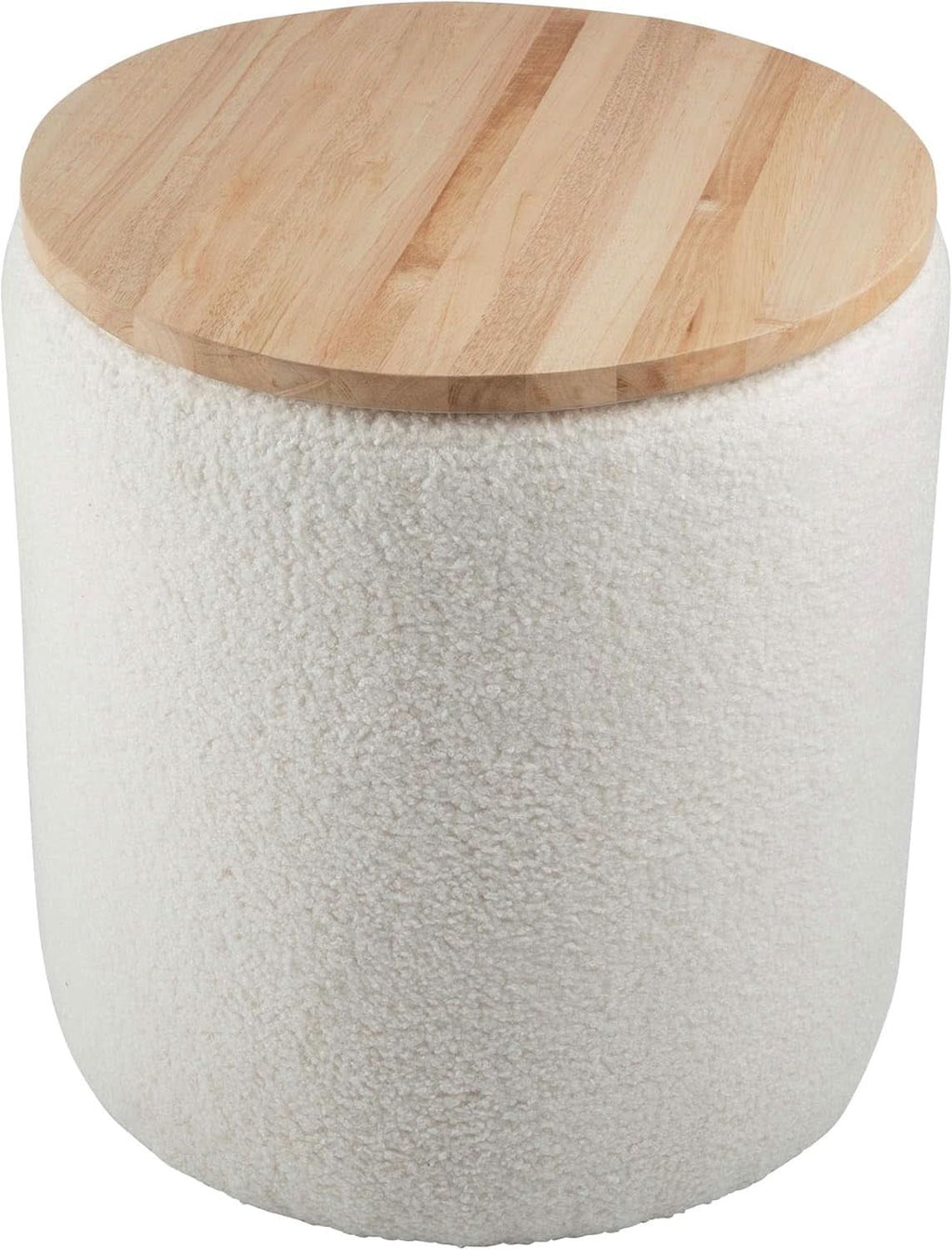 Cream Textured Storage Ottoman Removable Lid Walnut