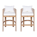 Modern Matera Barstool (Set of 2) With Wraparound Back And Rope - Teak / Beige