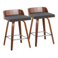 Maya - Mid Century Modern Fixed Height Counter Stool & Swivel With Square Footrest (Set of 2)