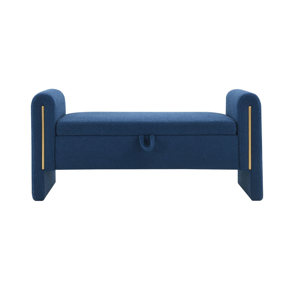 Modern Teddy Upholstered Large Bed End Bench With Arms And Storage