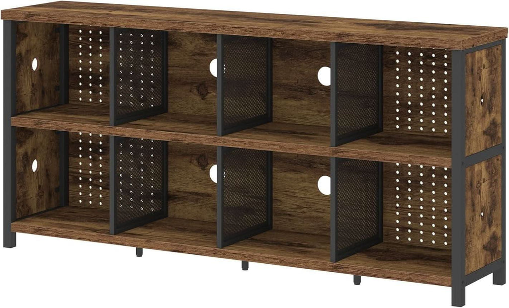 Rustic Brown 63 Inch Bookshelf Cube Storage Five In One