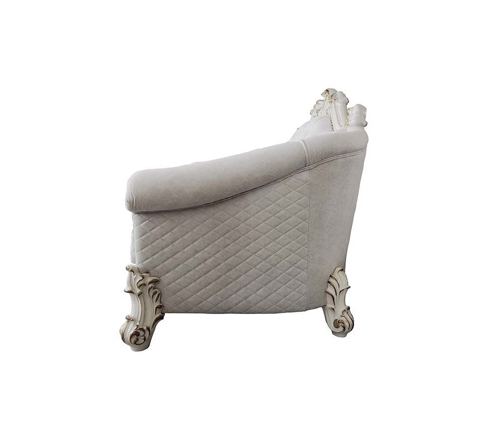 Vendome II - Sofa With 6 Pillows - Two Tone Ivory Fabric & Antique Pearl