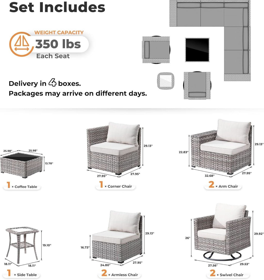 Modern Modular Outdoor Wicker Sectional Sofa Set