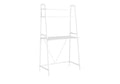 Computer Desk For Home Office, Laptop, Leaning, Storage Shelves, Contemporary & Modern - White