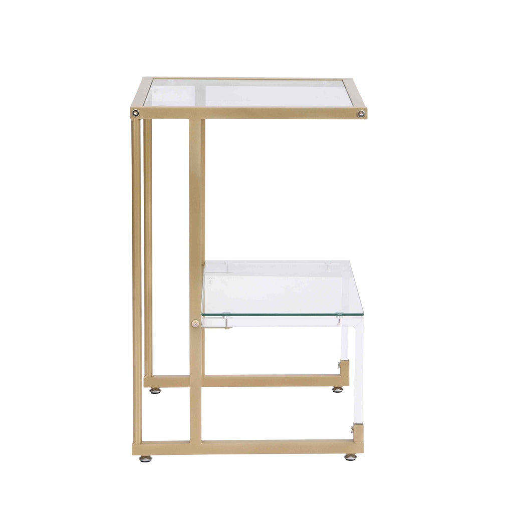 2 Tier Acrylic Glass End Table For Living Room