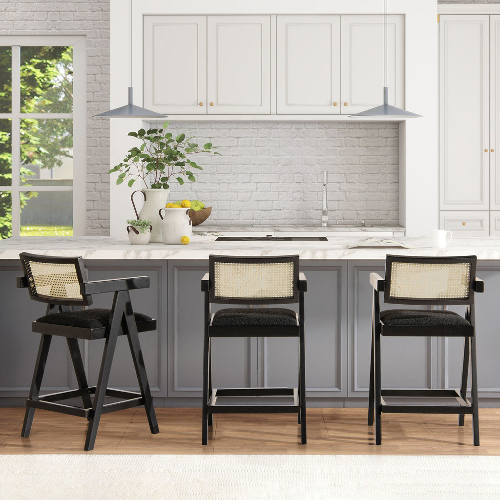 Milan - Modern Webbing Back Stool With Arms (Set of 3)