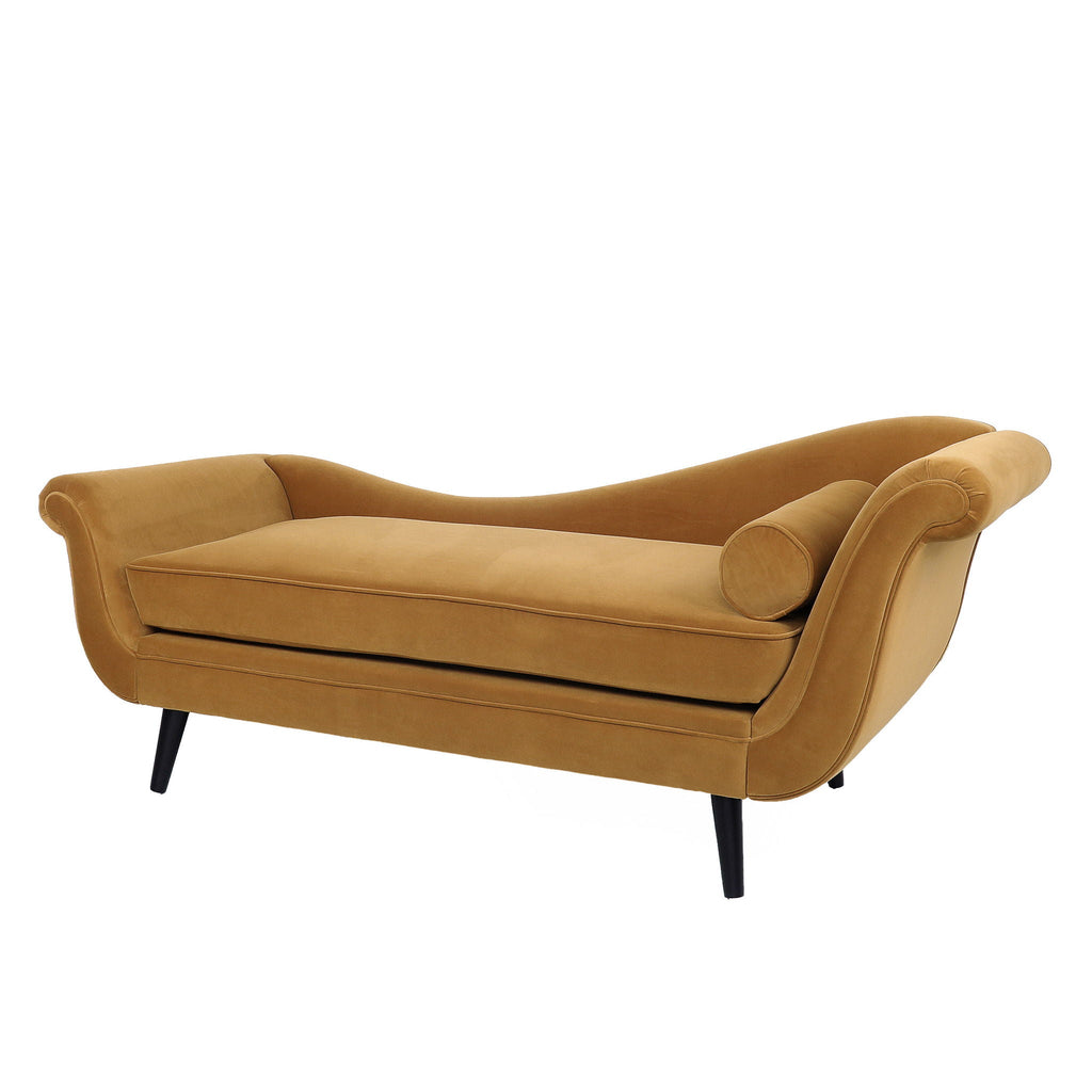 Auroral - Upholstered Chaise Lounge With Scrolled Arms And Tapered Legs