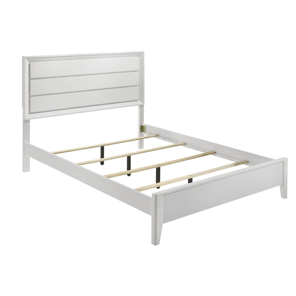 3 Piece Contemporary Bed Set With Wave Texture Panels And Angled Legs