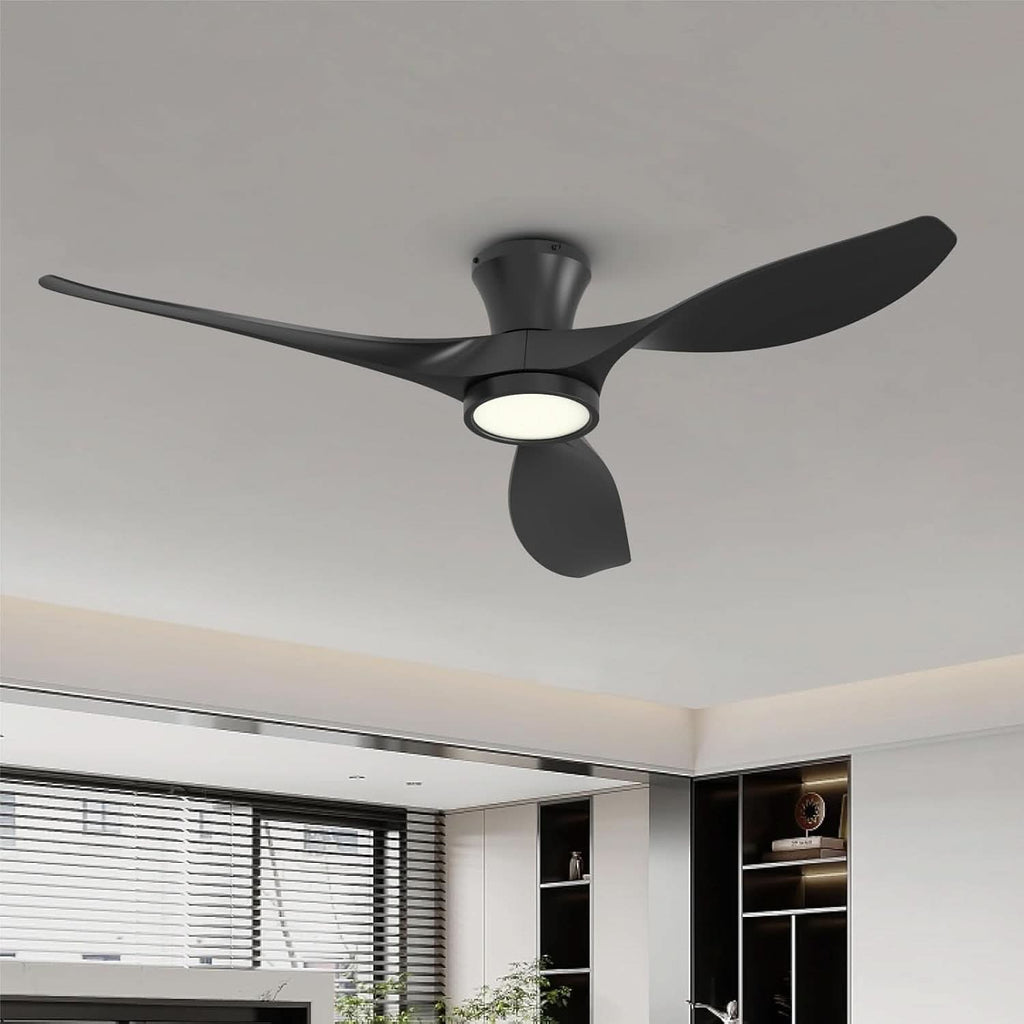52 Inch Black Ceiling Fan With Integrated Led Lighting