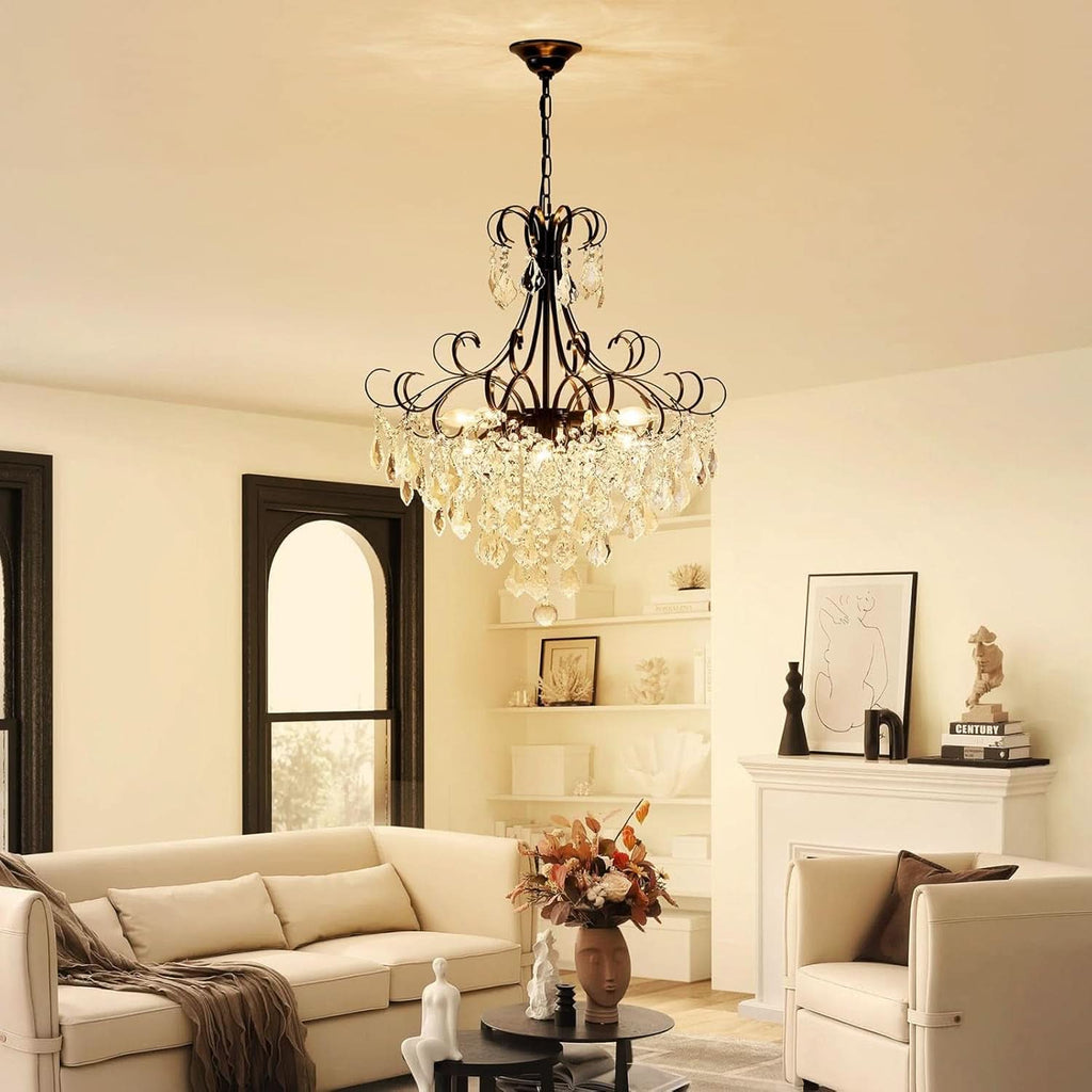 Black Crystal Chandelier 10 Light Pendant Ceiling Fixture
