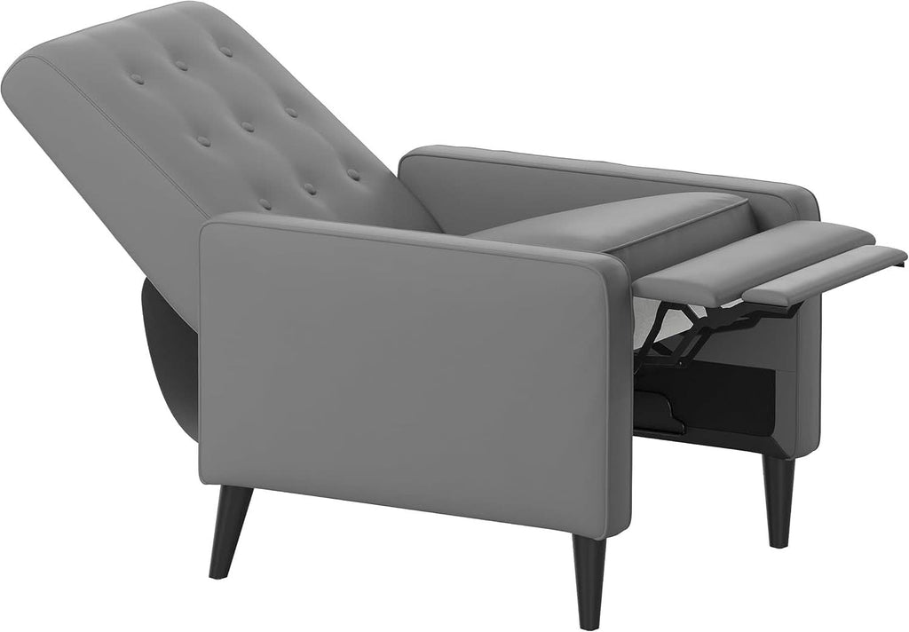 Ezra Pushback Recliner Light Gray LeatherSoft Mid Century Modern
