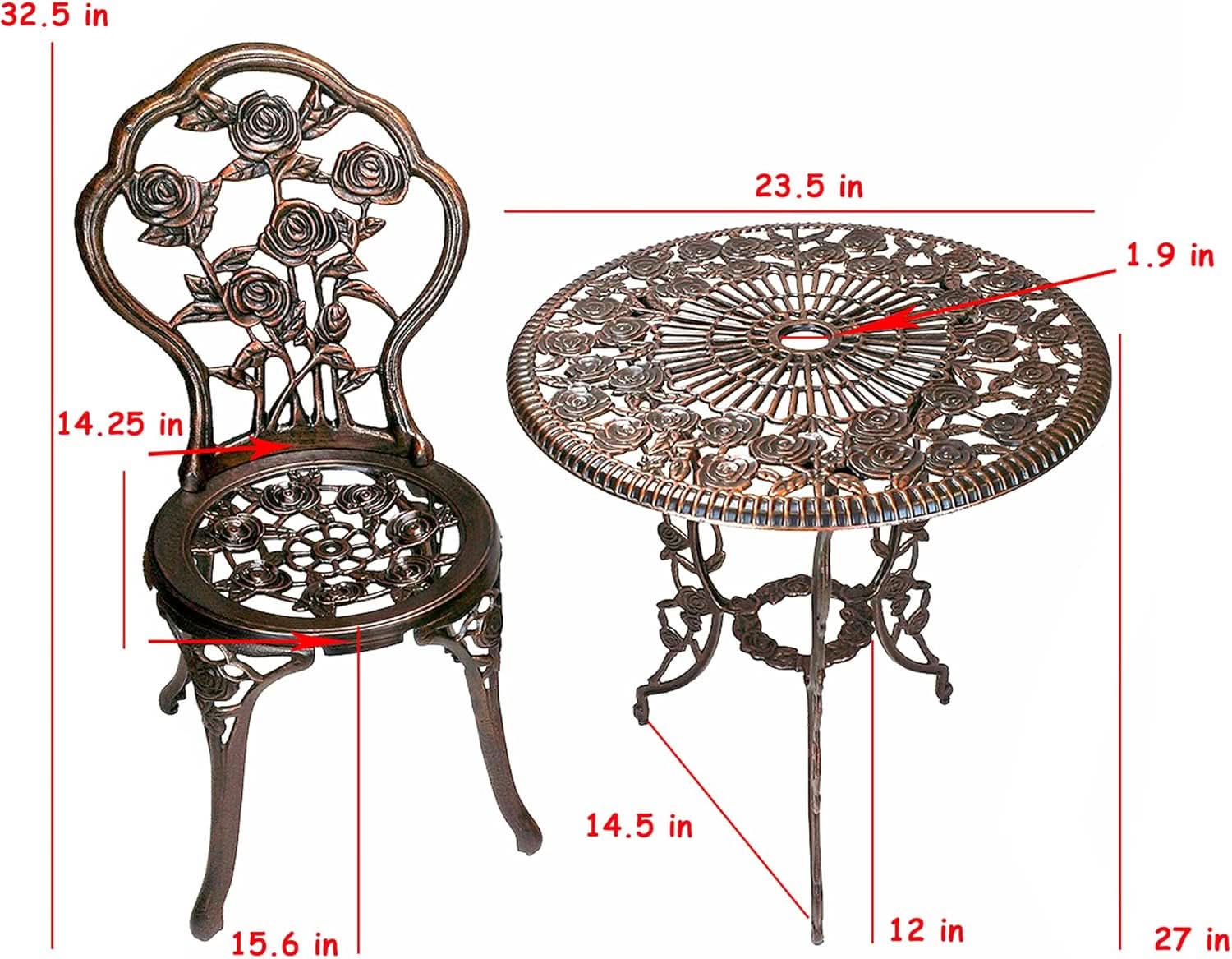 Cast Aluminum Conversation Set Antique Green Patio
