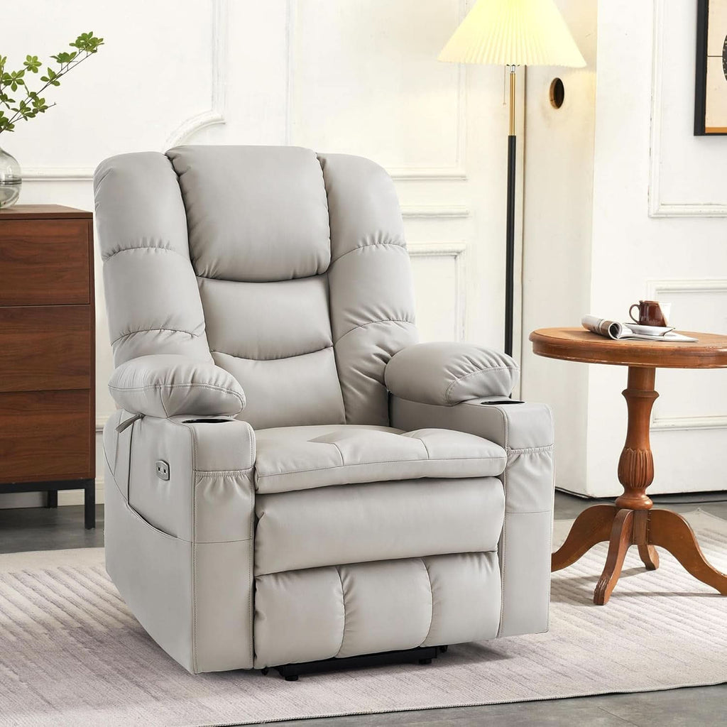 Large Dual Motor Power Lift Recliner With Massage And Heat