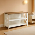 52 Inch White 2 Tier Modern Farmhouse Wood Bookcase Bookshelf for Home Office Storage Cabinet