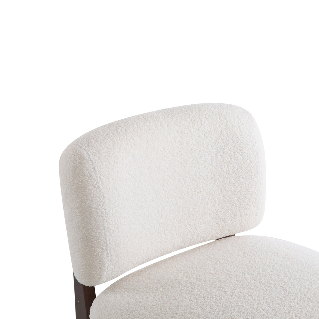 Modern Boucle Lounge Chair With Solid Wood Fram
