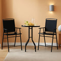 Patio Table And Chairs Set 3 Piece With DPC Tabletop And Folding Counter Height Chairs