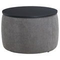 Reeves - Round Upholstered Lift Top Storage Ottoman - Gray