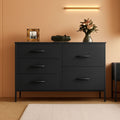 Charcoal Black Fabric Dresser With 5 Drawers For Bedroom Storage