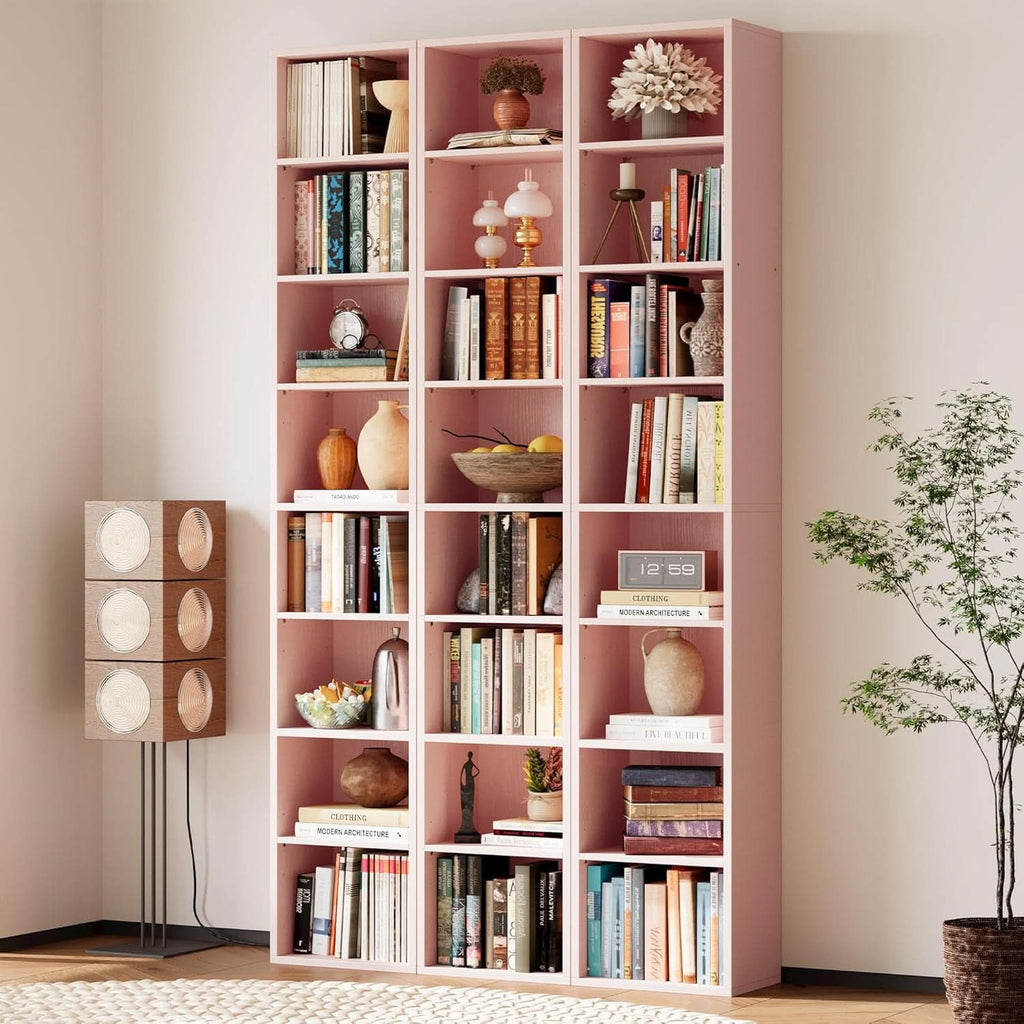 Tall Narrow Eight Tier Corner Bookcase For Home Office