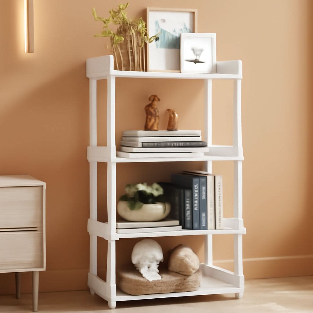 Wooden 4 Tier Bookcase For Small Spaces Living Room